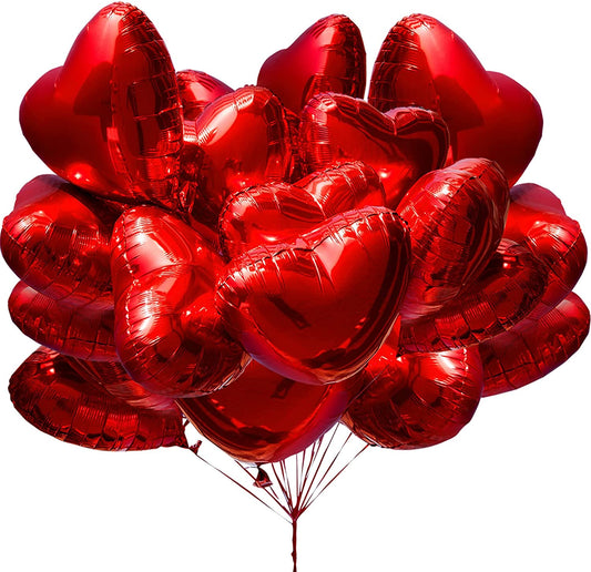 64 red heart balloons 18 inches