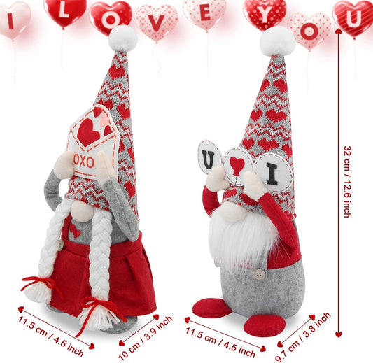 2 Pack Valentine's Day Plush Gnomes,