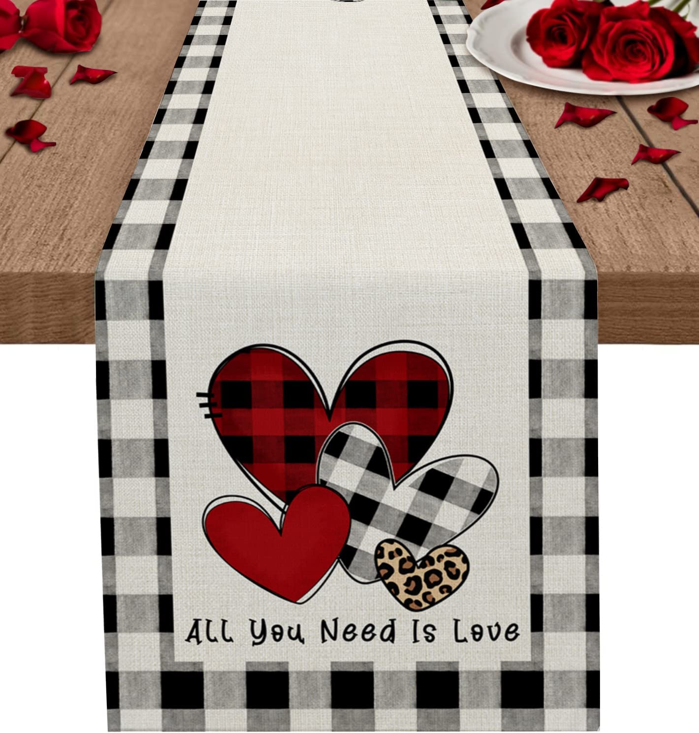 Valentine's Day Table Runner 13" x 90", Love Heart