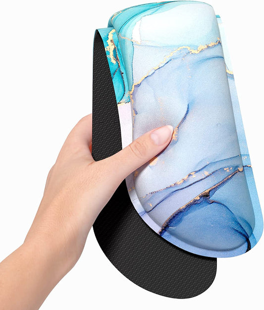 Extended Wrist Rest Pad for Keyboard, (Blue Abstract Ink Marble)