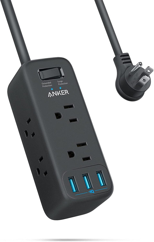 USB Surge Protector, 5ft Extension, (Color: Black)