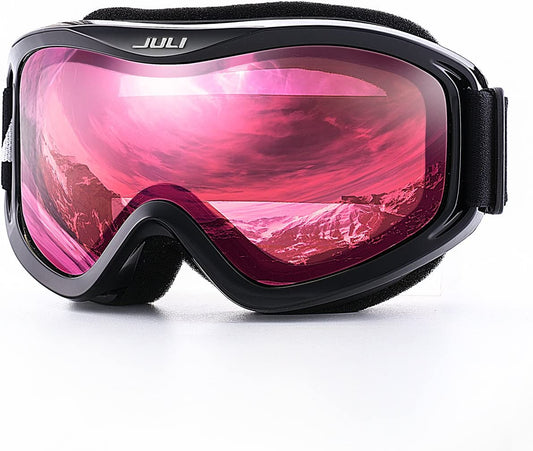 snowboard goggles for snow (Black Frame Vermillion Red Lens)