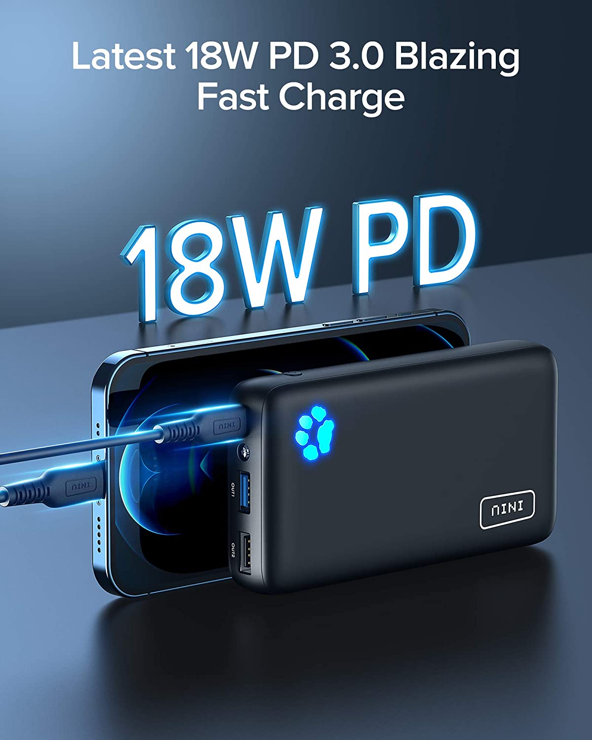 Portable charger, 18W PD3.0 QC4.0