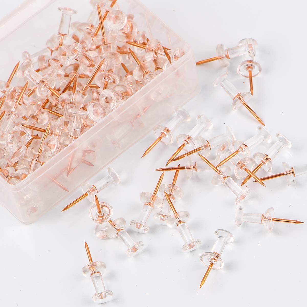 100 standard pins Gold steel point and clear plastic head