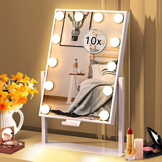 Lighted Makeup Mirror with Phone Holder, 3 Lighting Modes