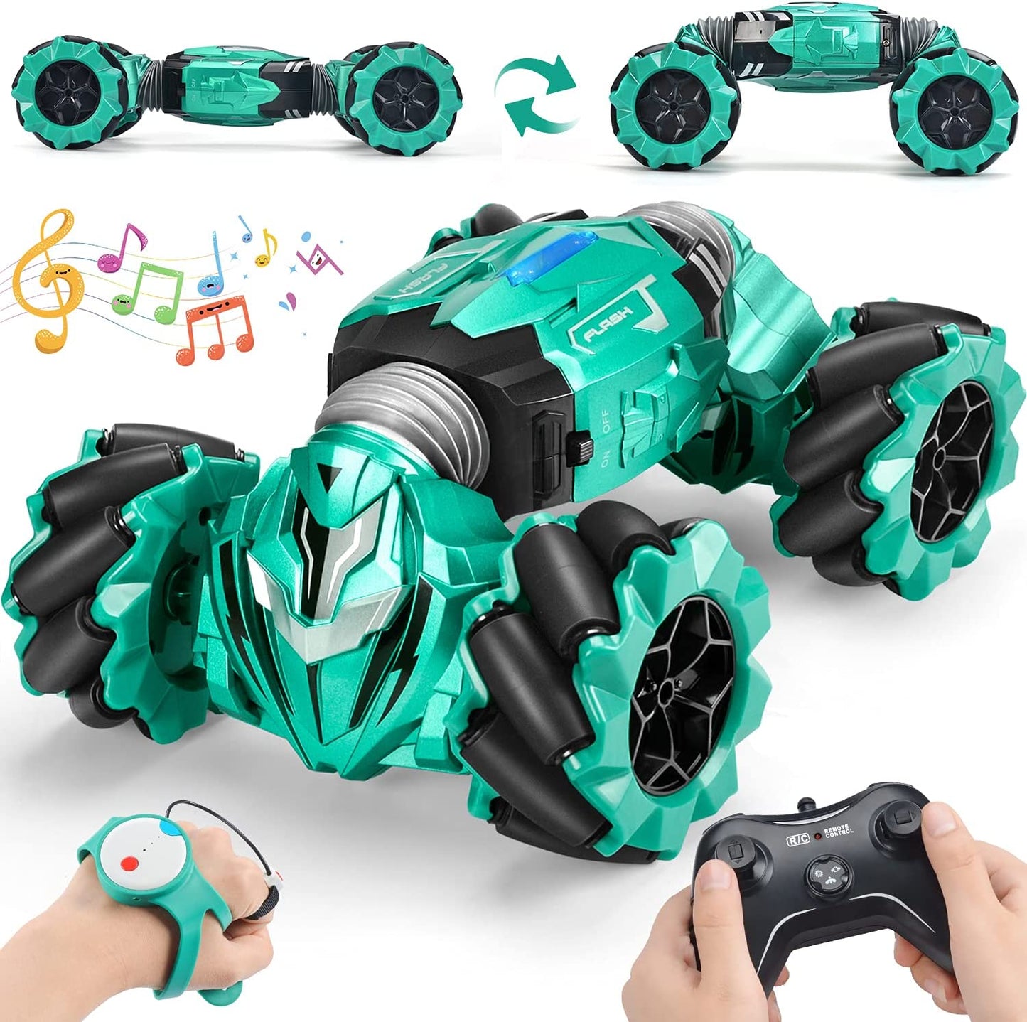 Remote control car with 2 faces 360 Rotation, Green