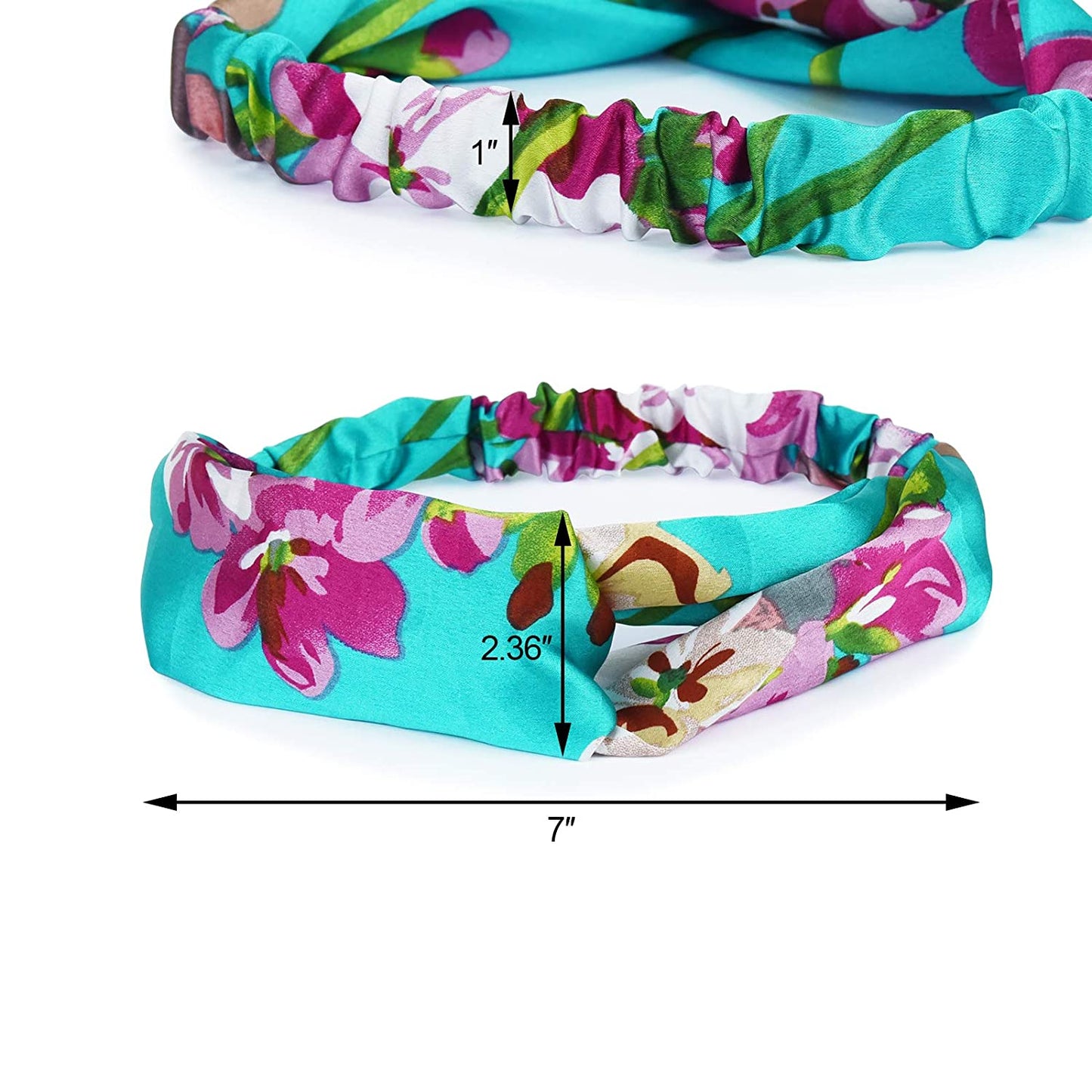 16 headbands with floral print, hair elastic,