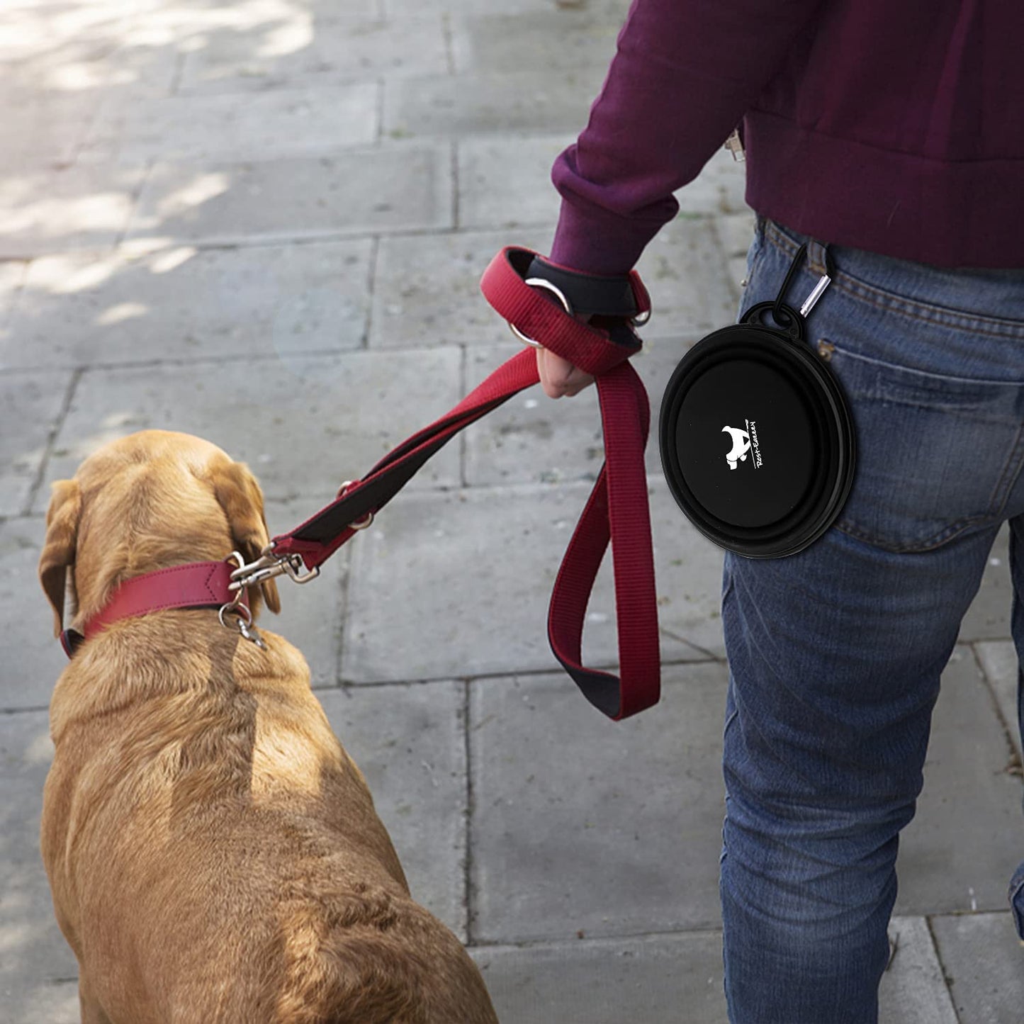 2-Pack portable pet water bowls (grey and black)