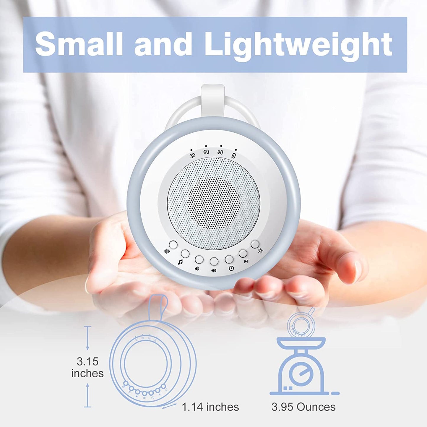 Portable baby sound machine: 2-in-1 pacifier and night light