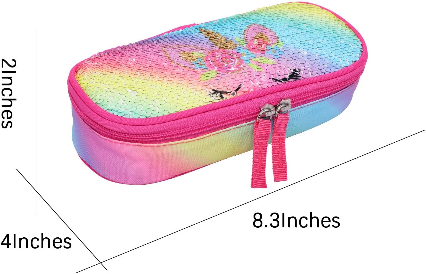 Pencil Case Box, Rainbow Unicorn, 8.94 x 5.08 x 1.65 inches