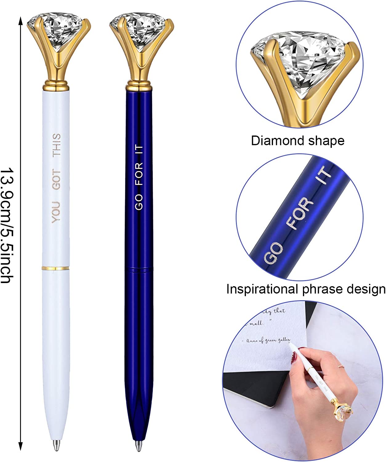 5 Pieces Diamond Quotes Pen Inspirational Ballpoint