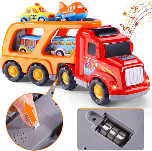 Construction trucks with lights and sounds for children, Red