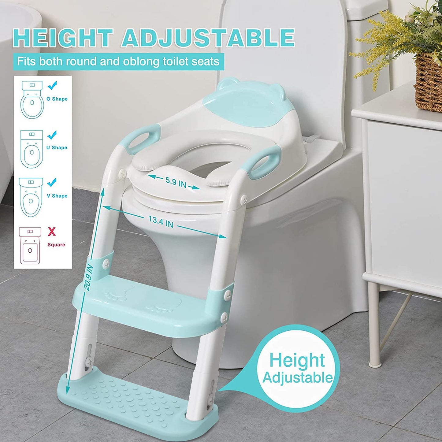 Potty Training Seat with Stool Ladder, (Blue)