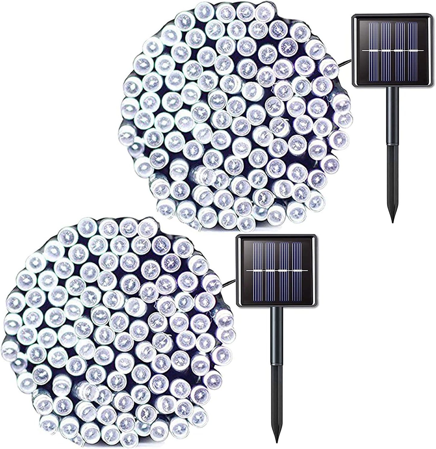 2 Pack White Solar Christmas Lights 200LED 75.5ft 8