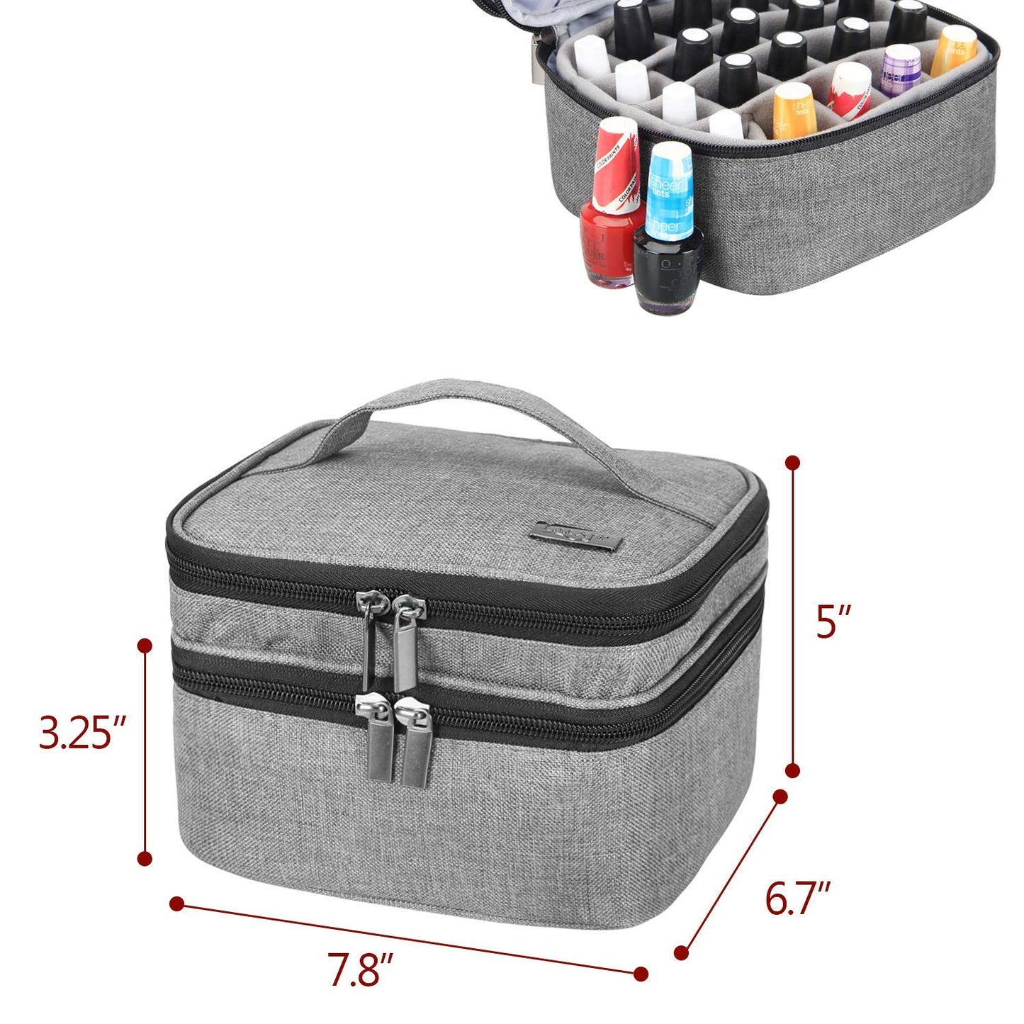 Nail Polish Case - Holds 20 Bottles (15ml - 0.5fl.oz) Gray