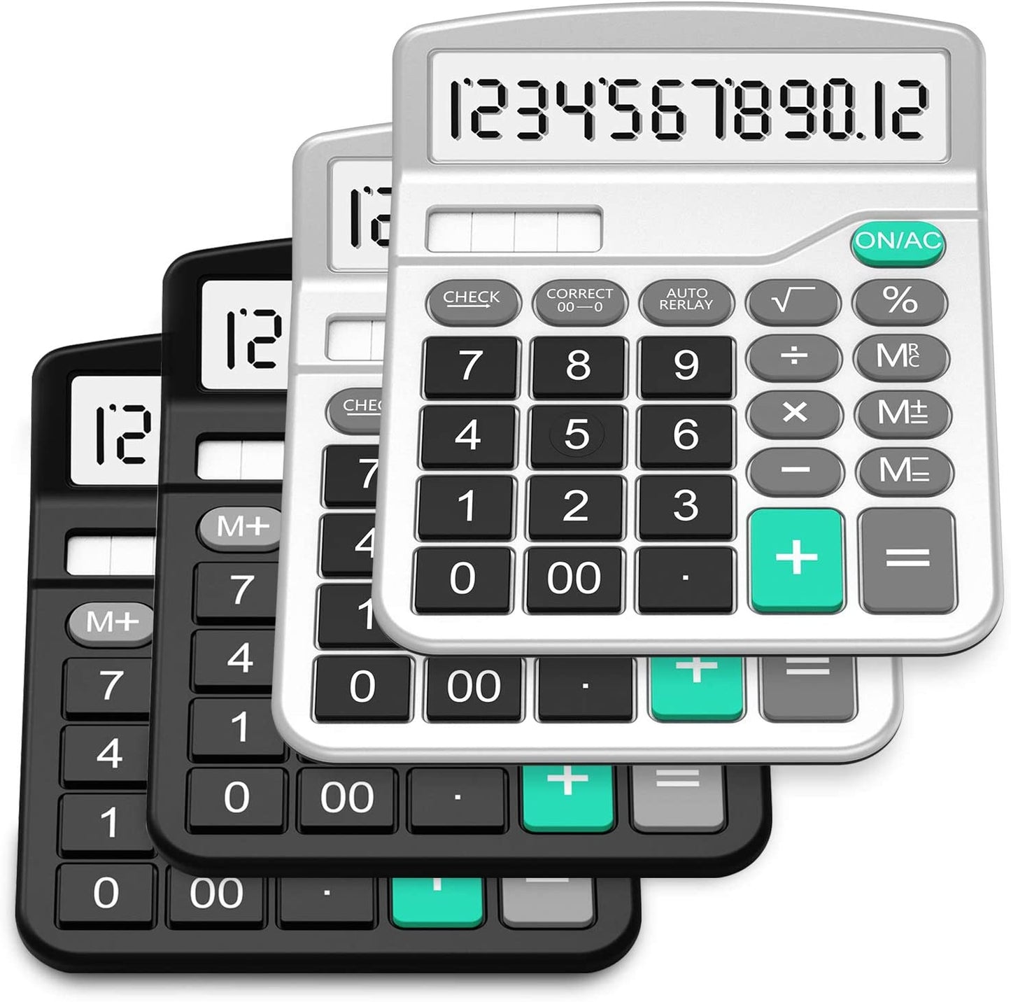 calculator 4 pack (2 basic black and 2 upgraded silver)