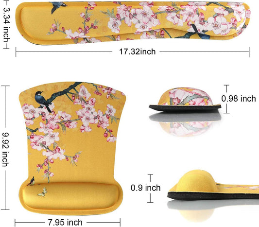 Keyboard Wrist Rest & Mouse Wrist Rest - Flower & Birds