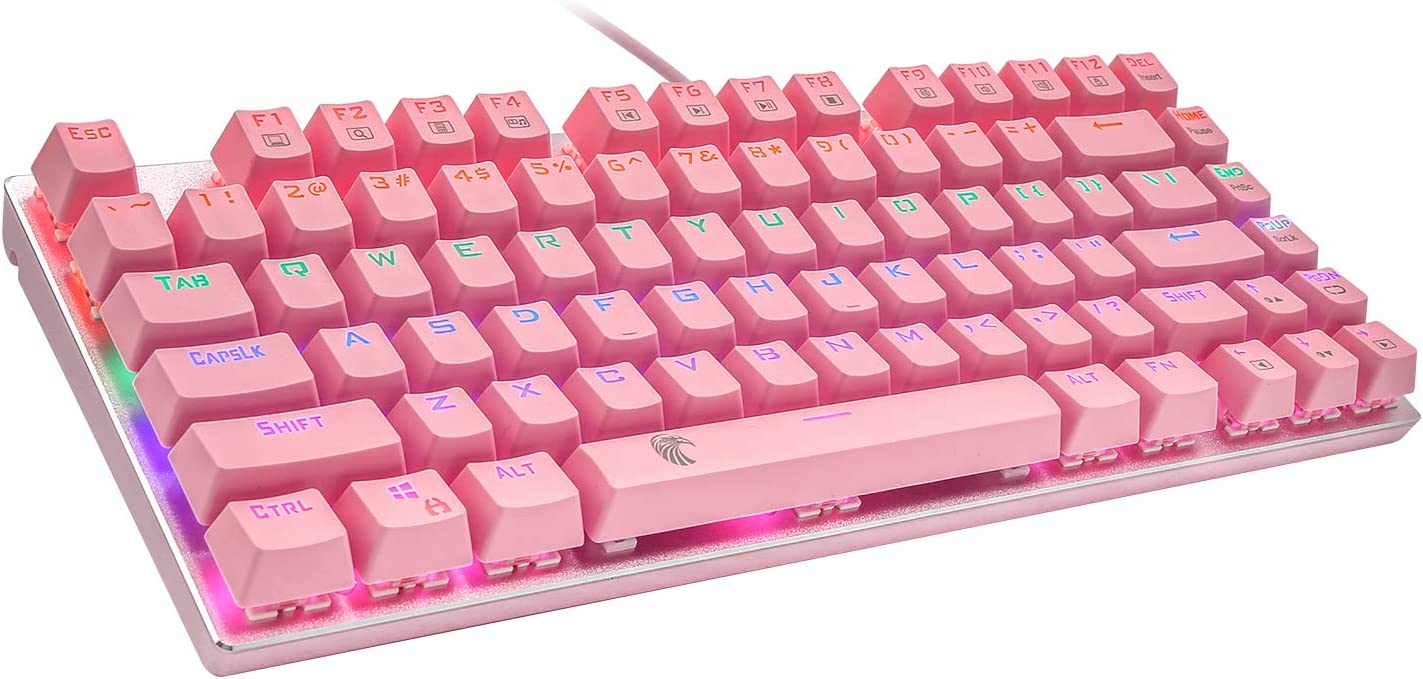 81 Keys RGB Brown Switch Backlit Gaming Keyboard - Pink