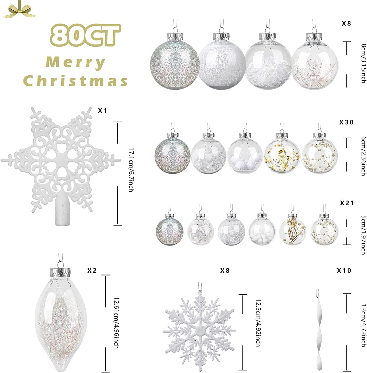 White Christmas Ball Ornament Set