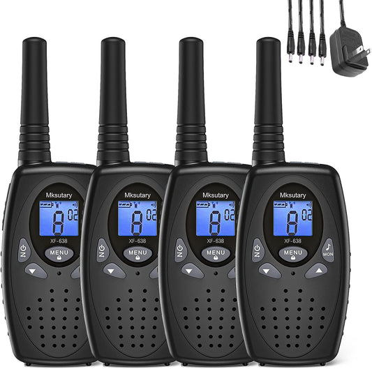 Walkie Talkies, Pack of 4,  22 Channels, Black