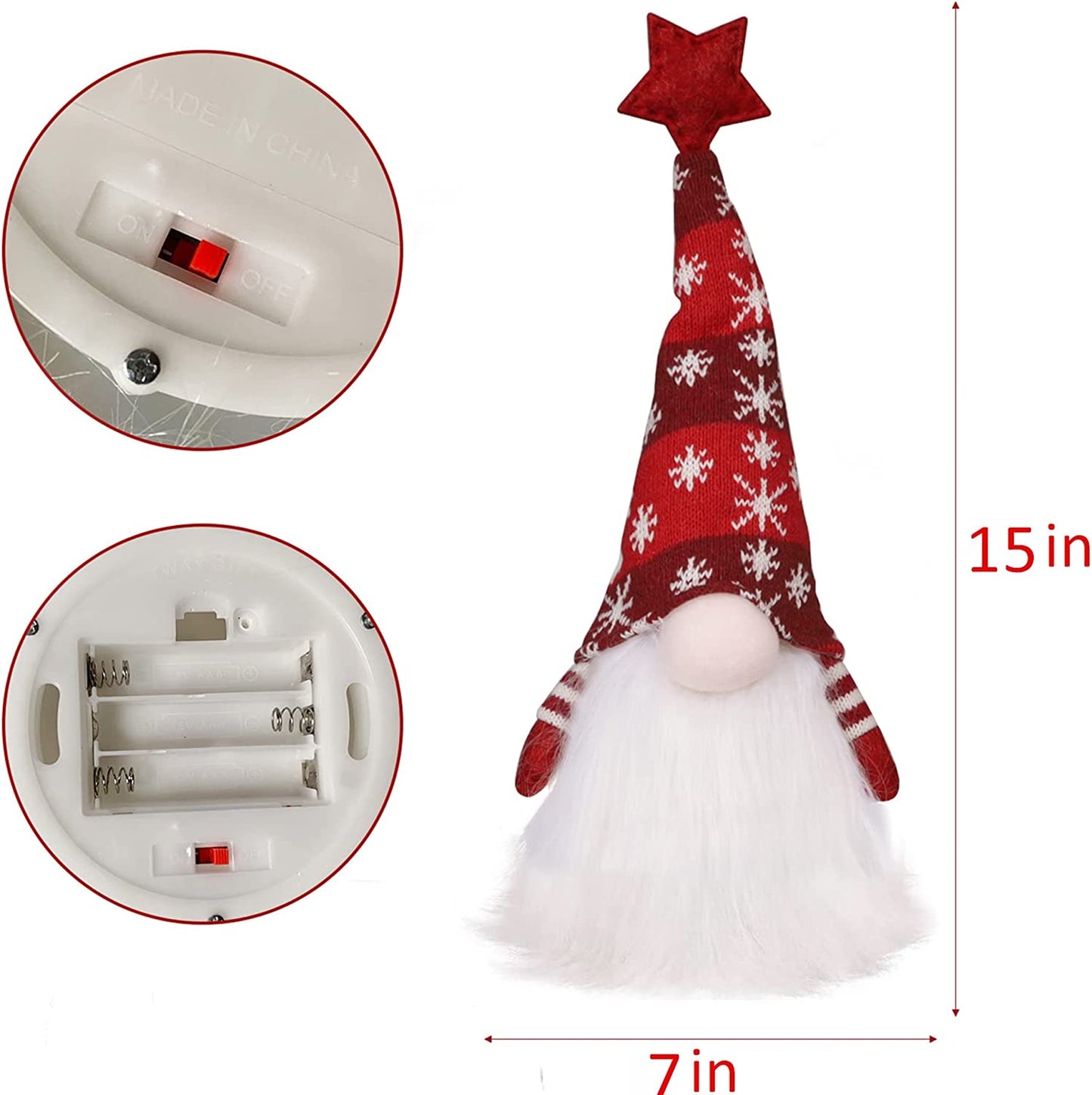 15" Lighted Christmas Gnome - 2 Sets