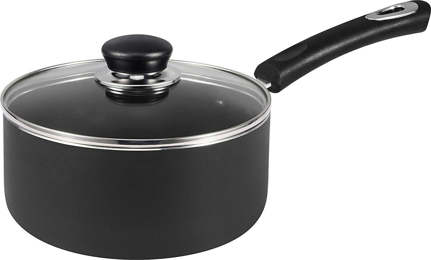 Non-stick saucepan with glass lid