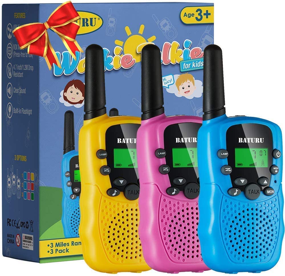 Walkie Talkie for Kids Toys (3 Pack) Blue Pink Yellow