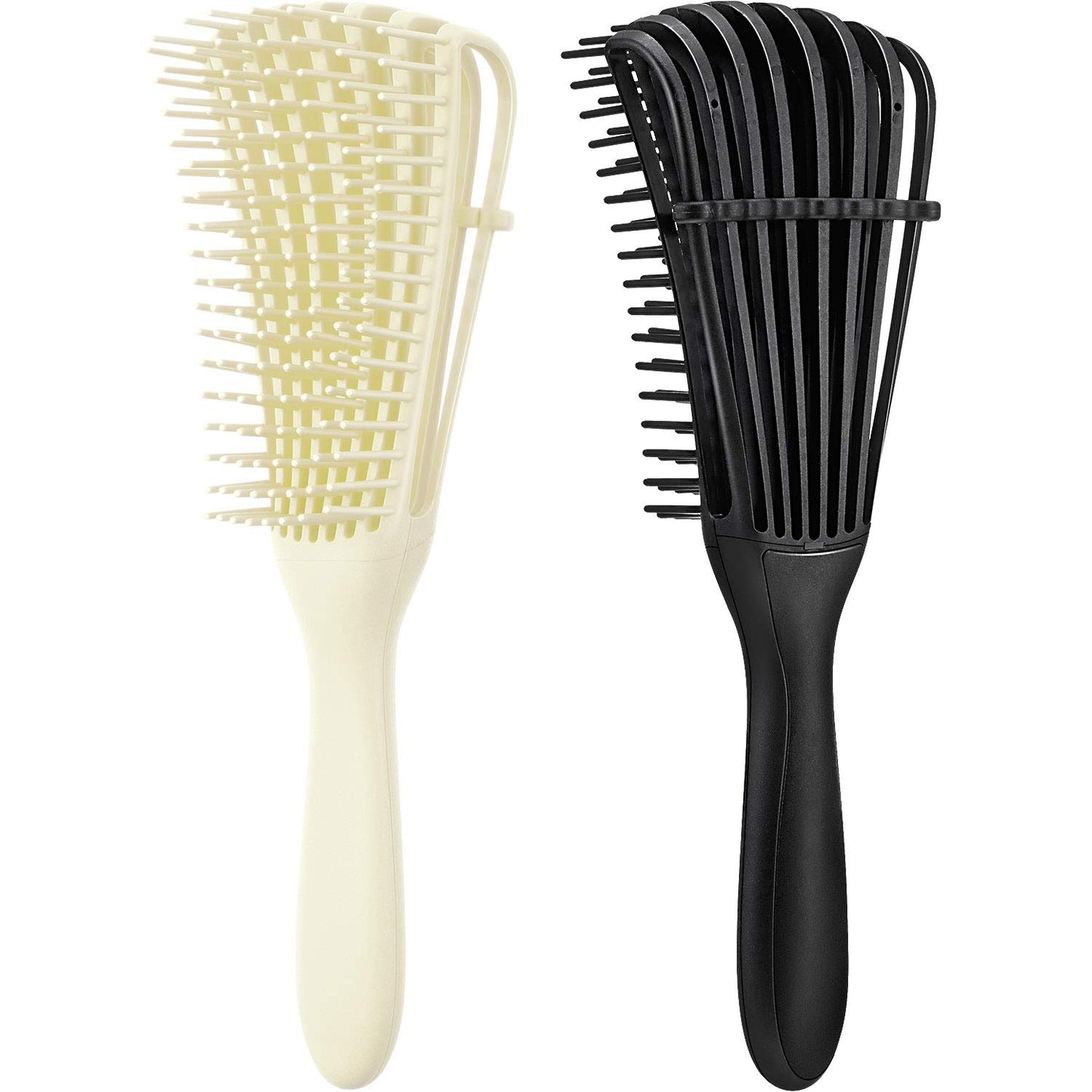 2-piece detangling brush for curly hair, beige, black