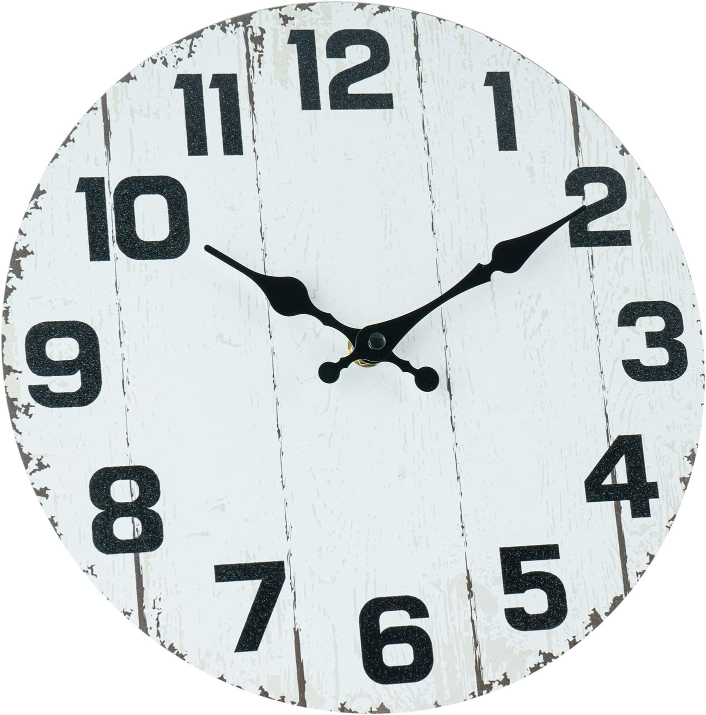 10 Inch Rustic Vintage Wall Clock Non Ticking, (White)