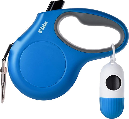 Small Pet Retractable Leash with Bag Dispenser (XS, Blue)