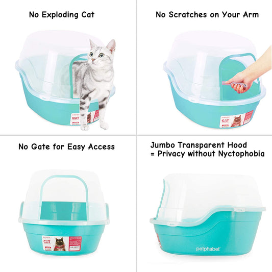 Extra large hooded pet litter box, us of a Teal