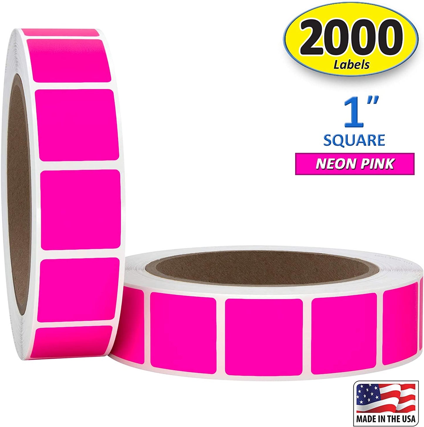 Pack of 2000 1" Square Labels (Neon Pink)