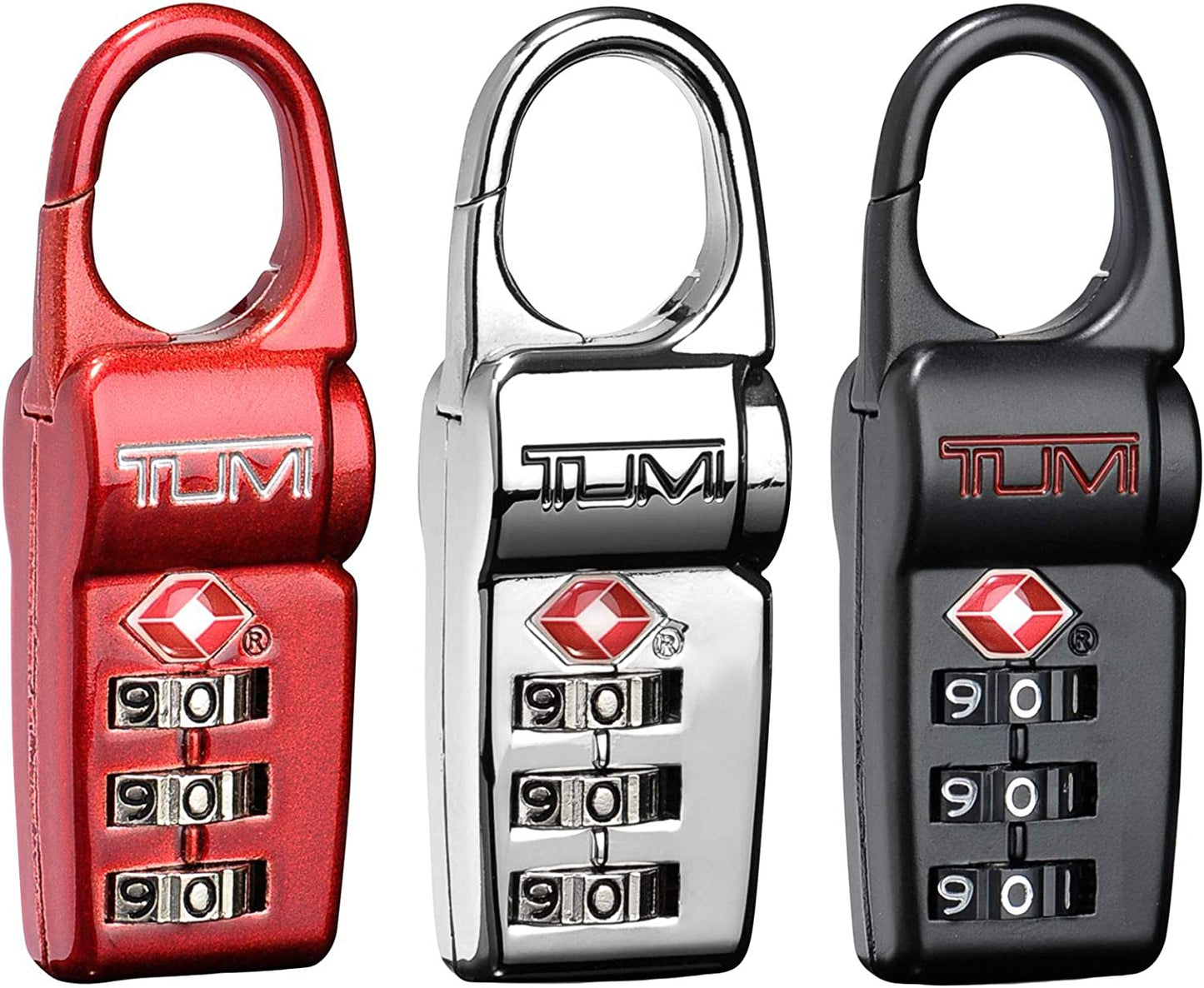 Travel Accessories Luggage Locks, Set of 3 Black/Red/Silver