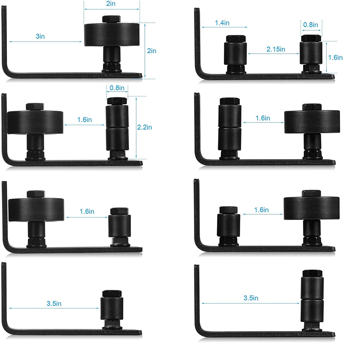 2Pack Sliding Barn Door Floor Guide Hardware Kit, 8 Setup Options