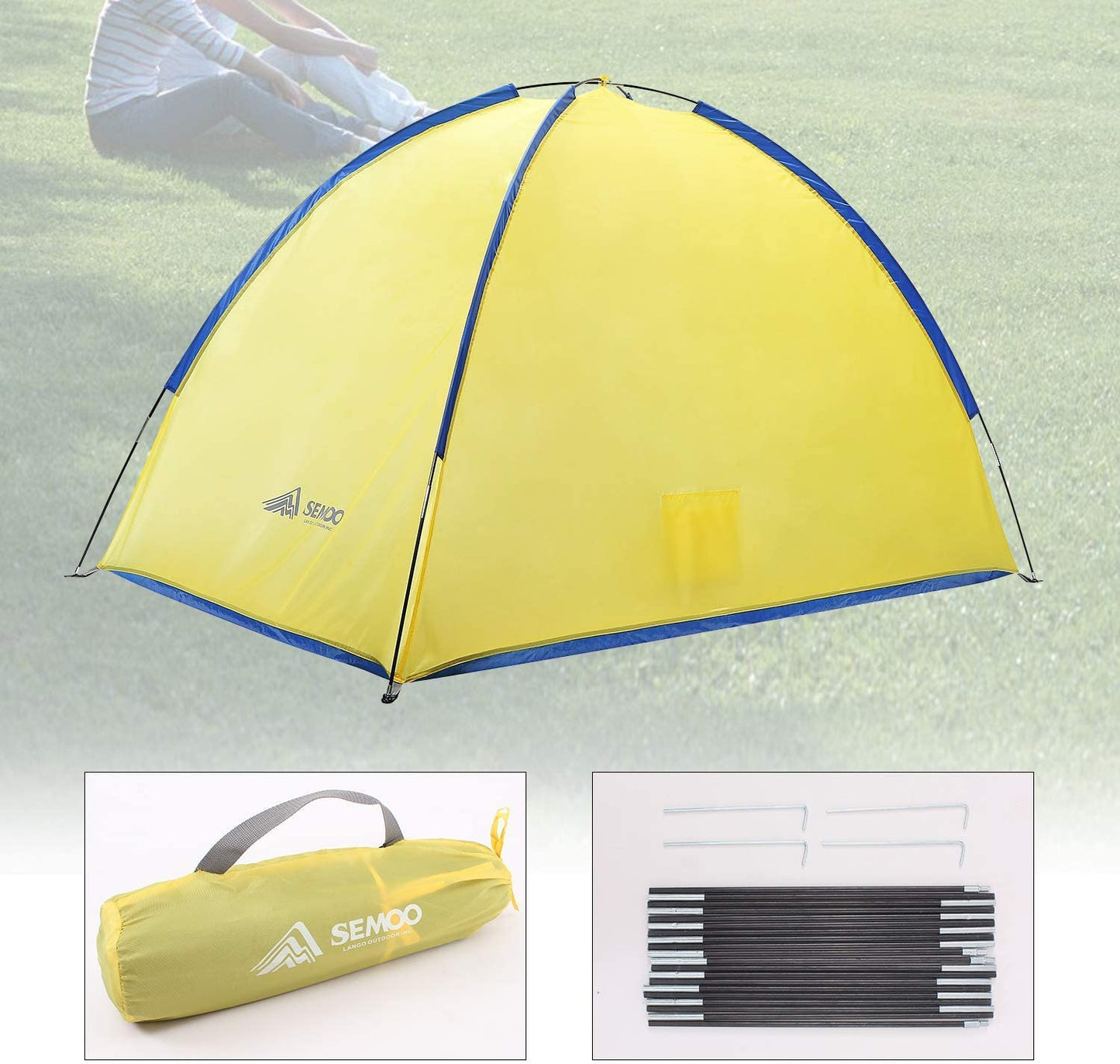 Beach tent with carry bag, Yellow