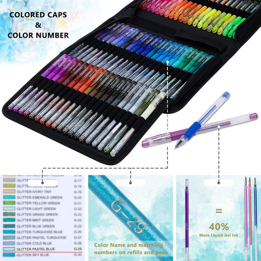 Glitter Gel Pens - Pack of 160 Gel Markers