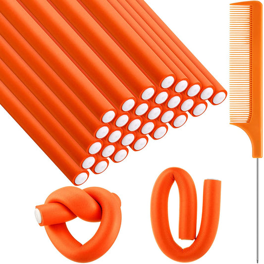 30 x Flexible Twist Foam Hair Curling Rods color:orange