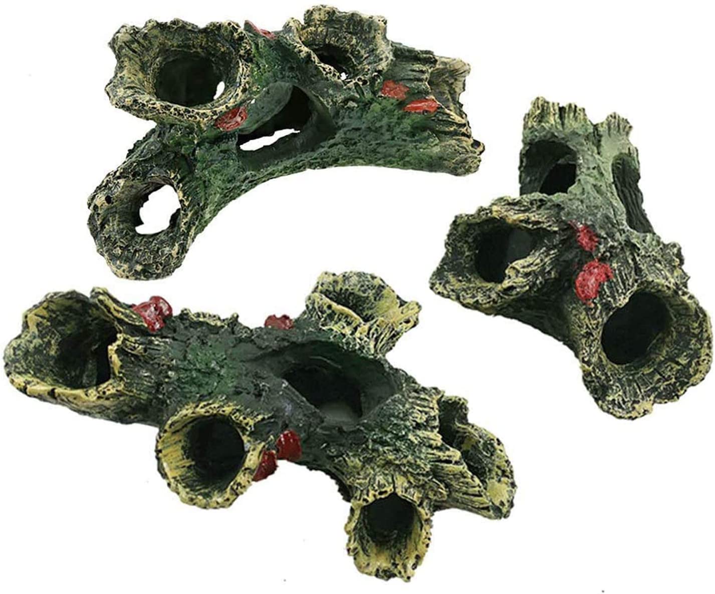 Decaying log aquarium decoration made of resin, 3pcs