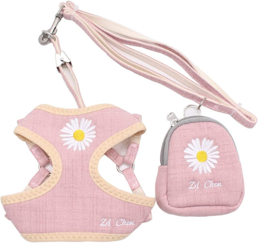 Pet vest with leash, Pink (Size: S)