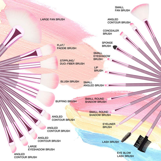 22 Piece Makeup Brush Set, Professional Pink Brushes, with Bag