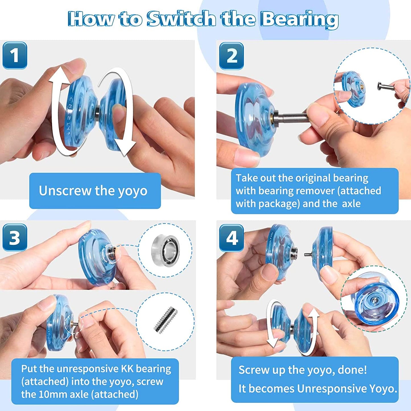 Yoyo for children with 5 strings (Crystal Blue)