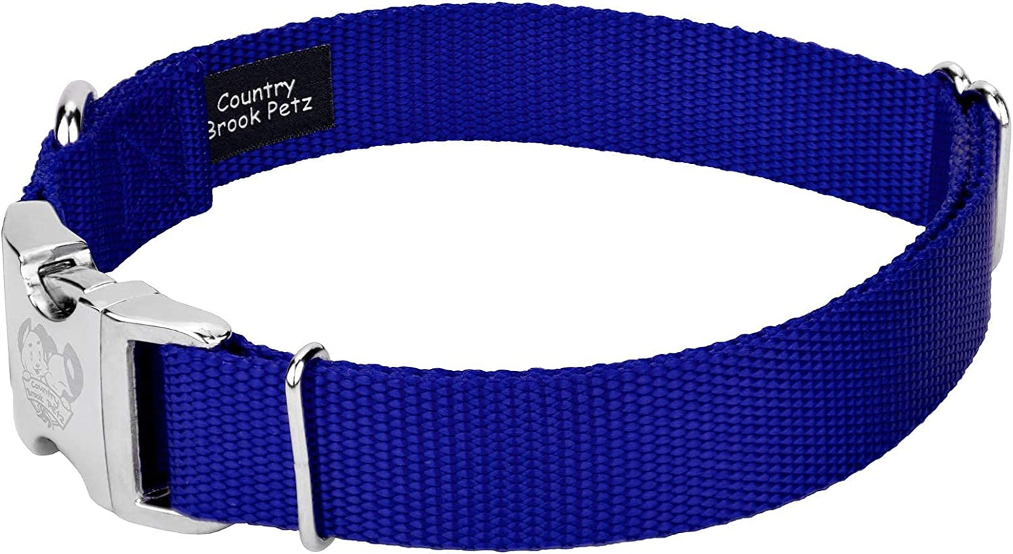 Premium nylon pet collar with metal buckle, Bright Royal Blue