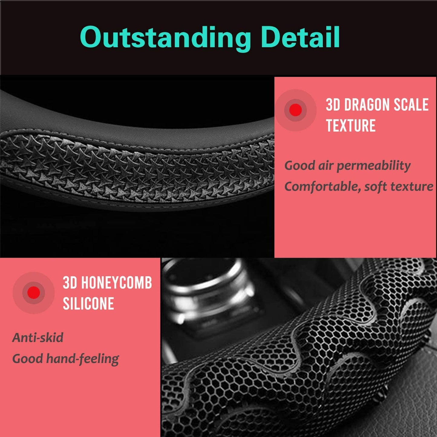 Black Honeycomb High Grip Steering Wheel Cover (All Black)