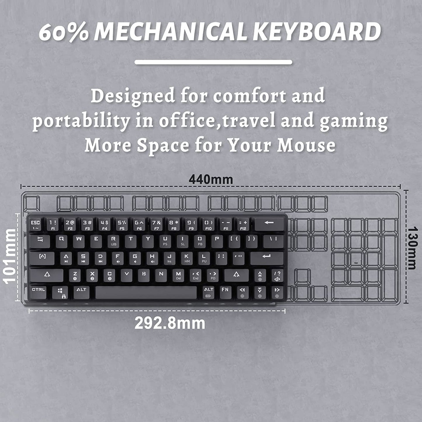 63-Key Mechanical Gaming Keyboard, RGB Backlight, (Brown Switch)