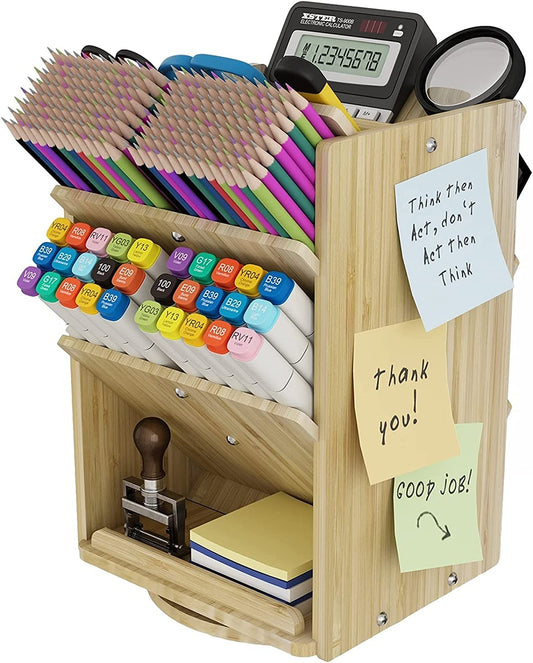 Bamboo Desk Organizer, Ultra-large 13 compartments.