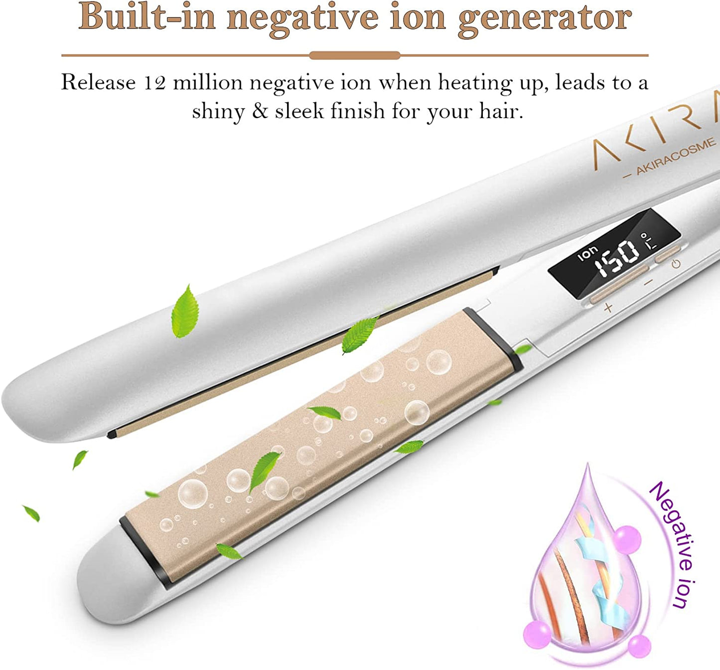 2-in-1 hair straightener, adjustable temperature up to 450 ℉