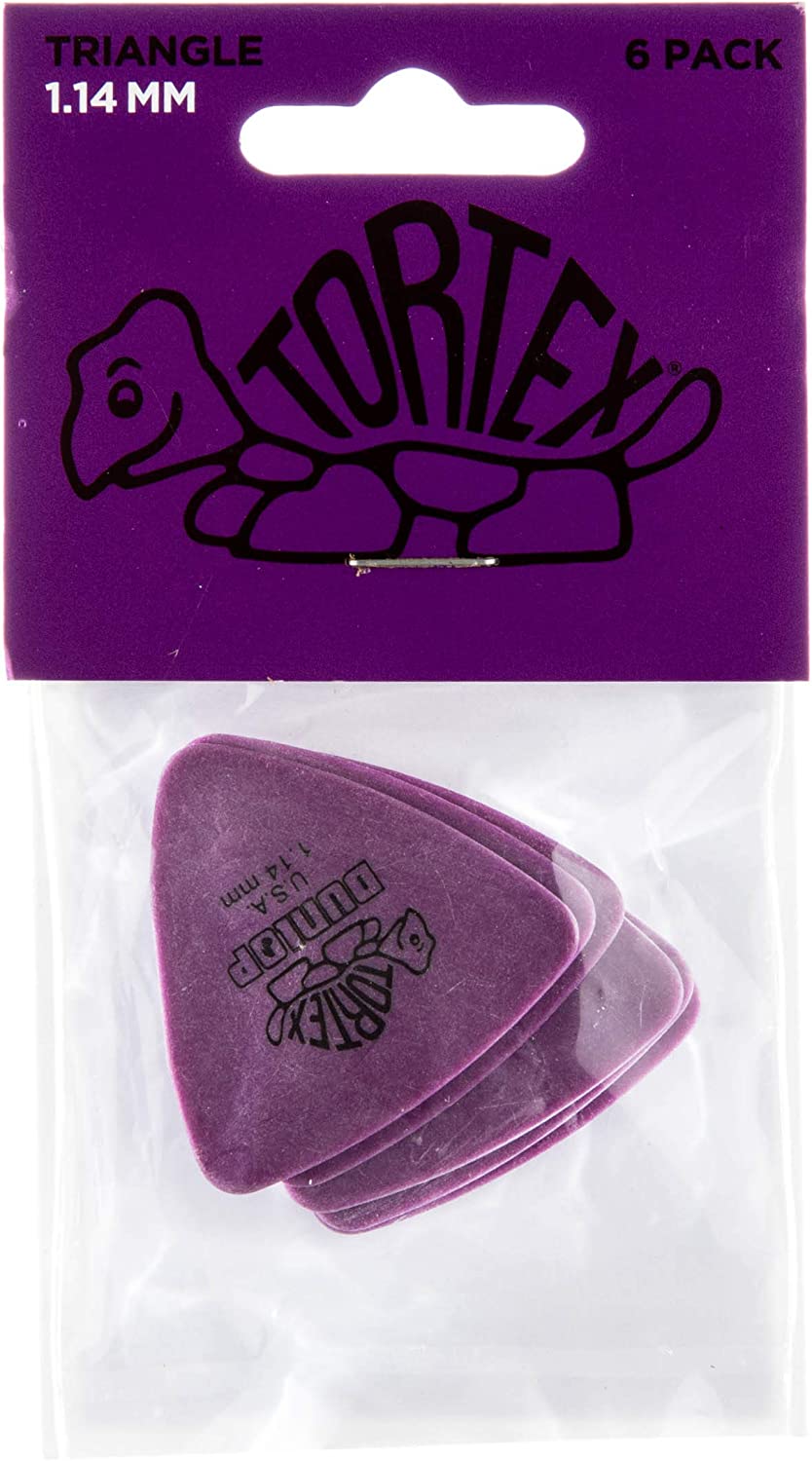 Pack of 6 triangle guitar picks, 1.14mm, Purple