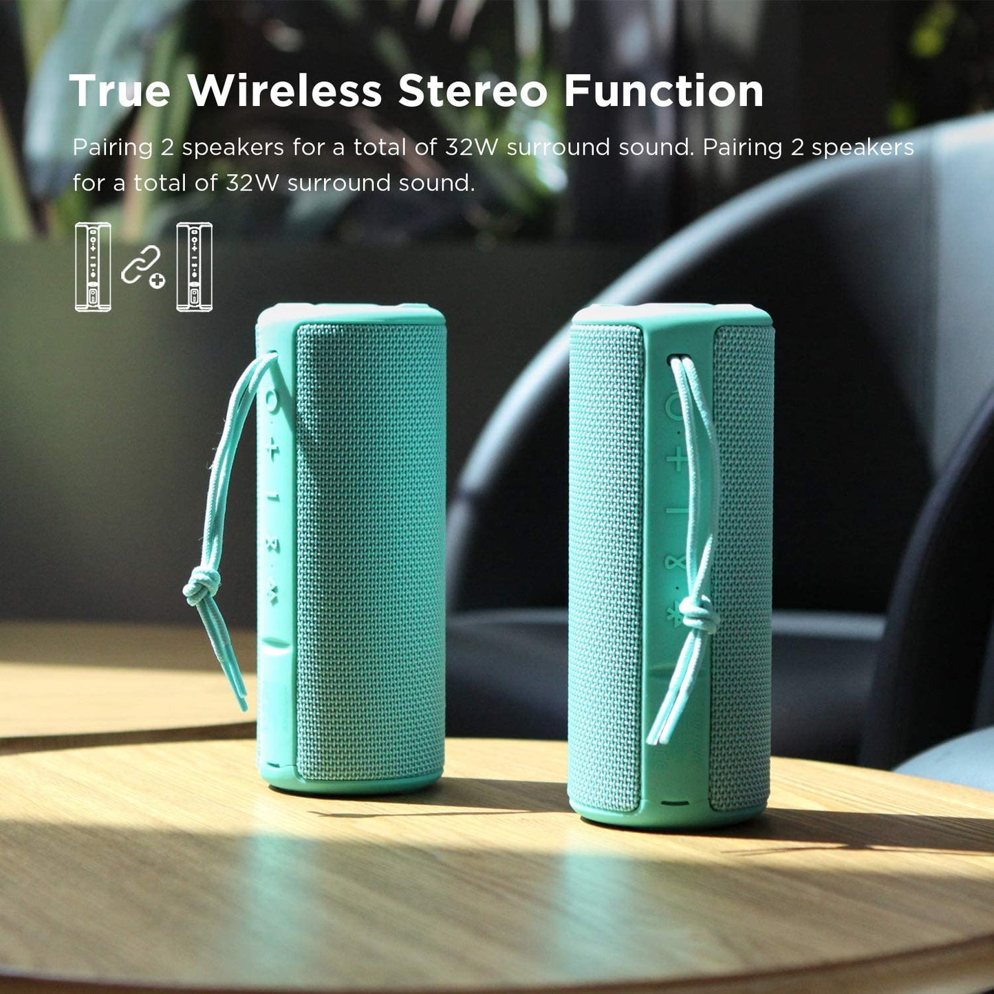 Waterproof wireless portable bluetooth speaker - green color