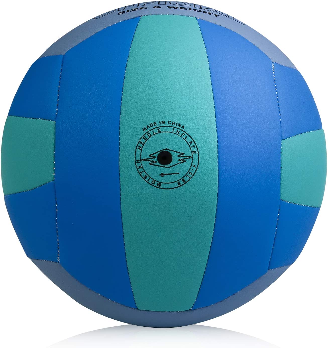 Professional Size 5 Volleyball, Leather Soft, Blue and green