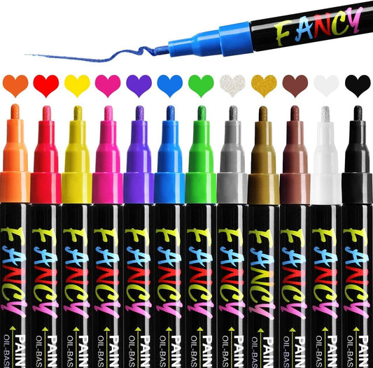 Paint markers, 12 colors (1 mm)